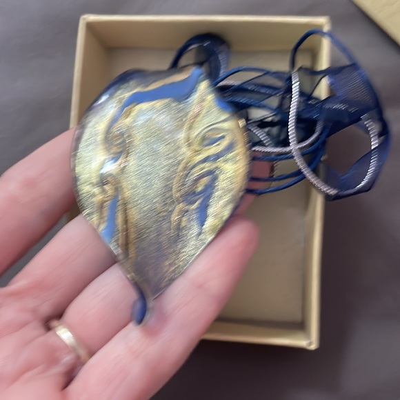 Large blue and gold glass pendant - Picture 4 of 4